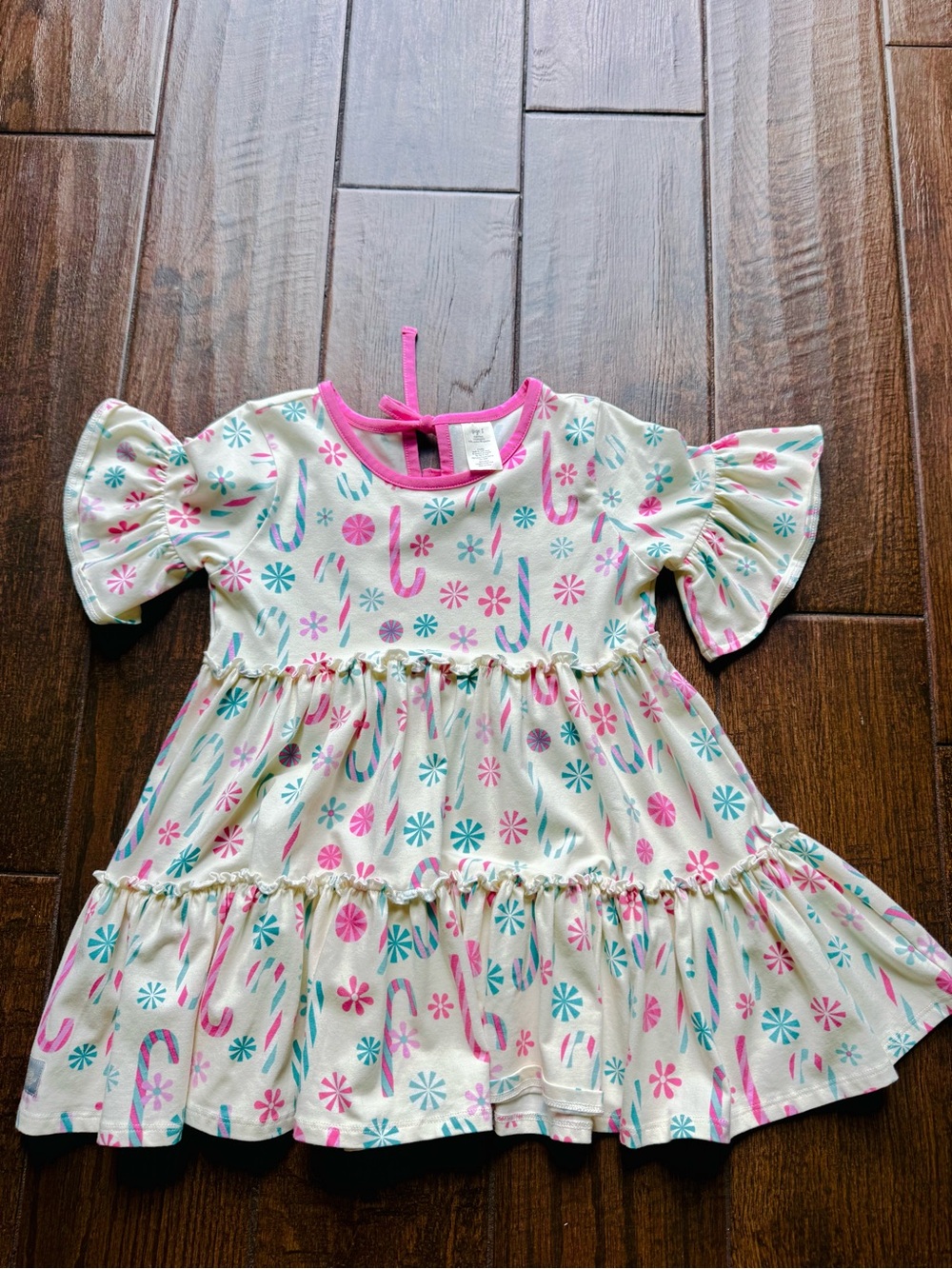 Eleanor Rose Girls Candy Cane Holiday Dress Ruffle Size 8